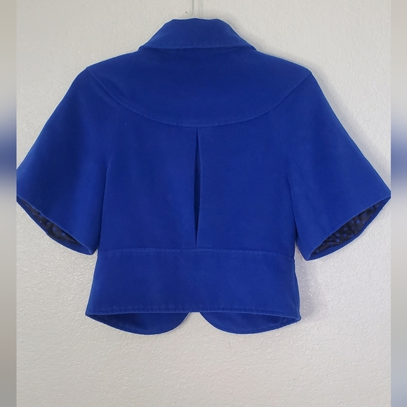 Alice Temperly Royal Blue Wool Blend Cropped Jacket Cape Coat Ruffled Sz Medium - Picture 5 of 9